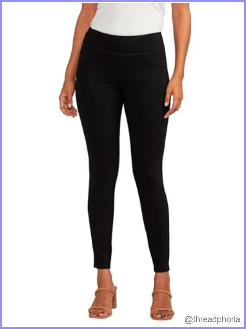 High-Rise Ponte Leggings with Wide Waistband and Pockets